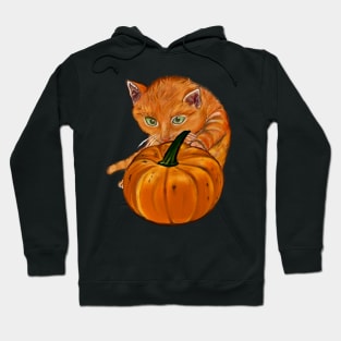 Pumpkin and ginger cat in Autmn Hoodie